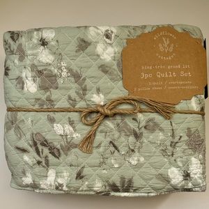 Wildflower Cottages Garment Washed King 3pc Quilt Set; Style: Nina-Seafoam-K